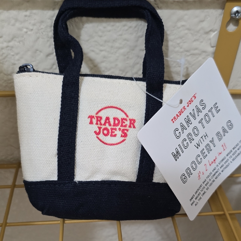 Trader Joe's Canvas Micro Tote - Black and Cream